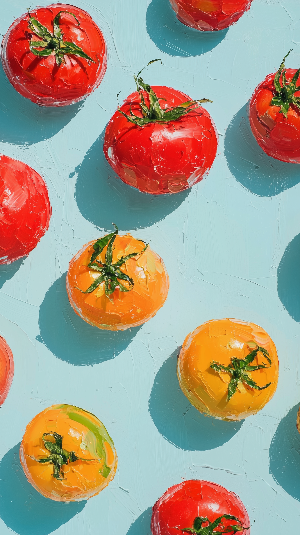 Pepper & Tomatoes Duo — 2-Piece 3D UV Textured Wall Art Set