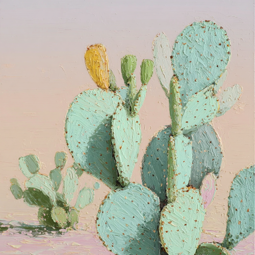 Pastel Prickly Pear Cactus — 3D UV Textured Wall Art Print (Choose Your Design)