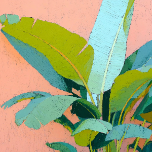 Tropical Leaves in Coral — 3D UV Textured Art Print (Choose Your Design)