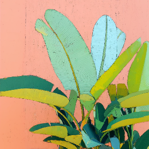 Tropical Leaves in Coral — 3D UV Textured Art Print (Choose Your Design)