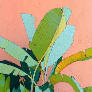 Tropical Leaves in Coral — 3D UV Textured Art Print (Choose Your Design)