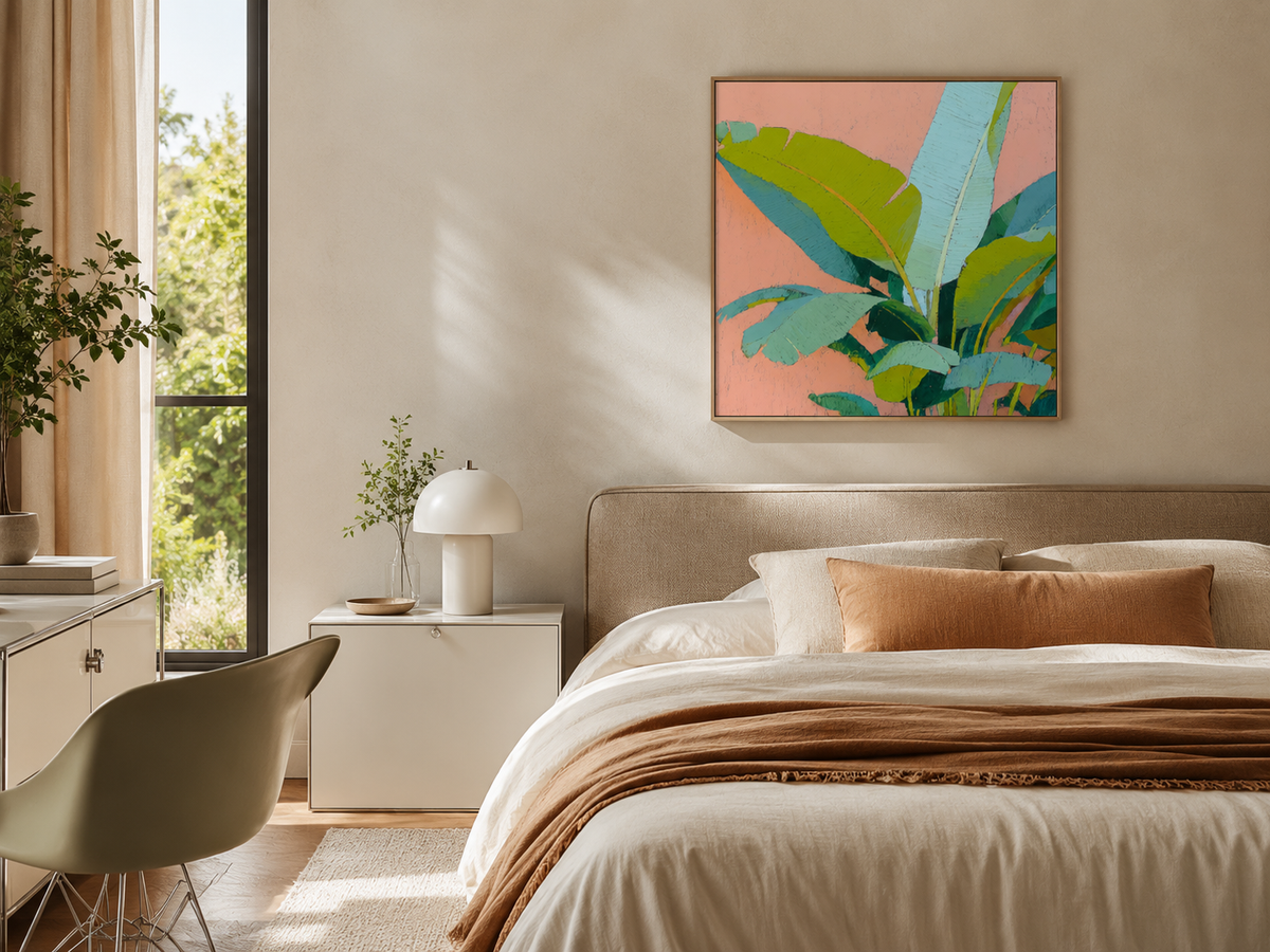 Tropical Leaves in Coral — 3D UV Textured Art Print (Choose Your Design)
