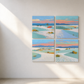 White Sands 4-piece 3D UV textured wall art set on white wall