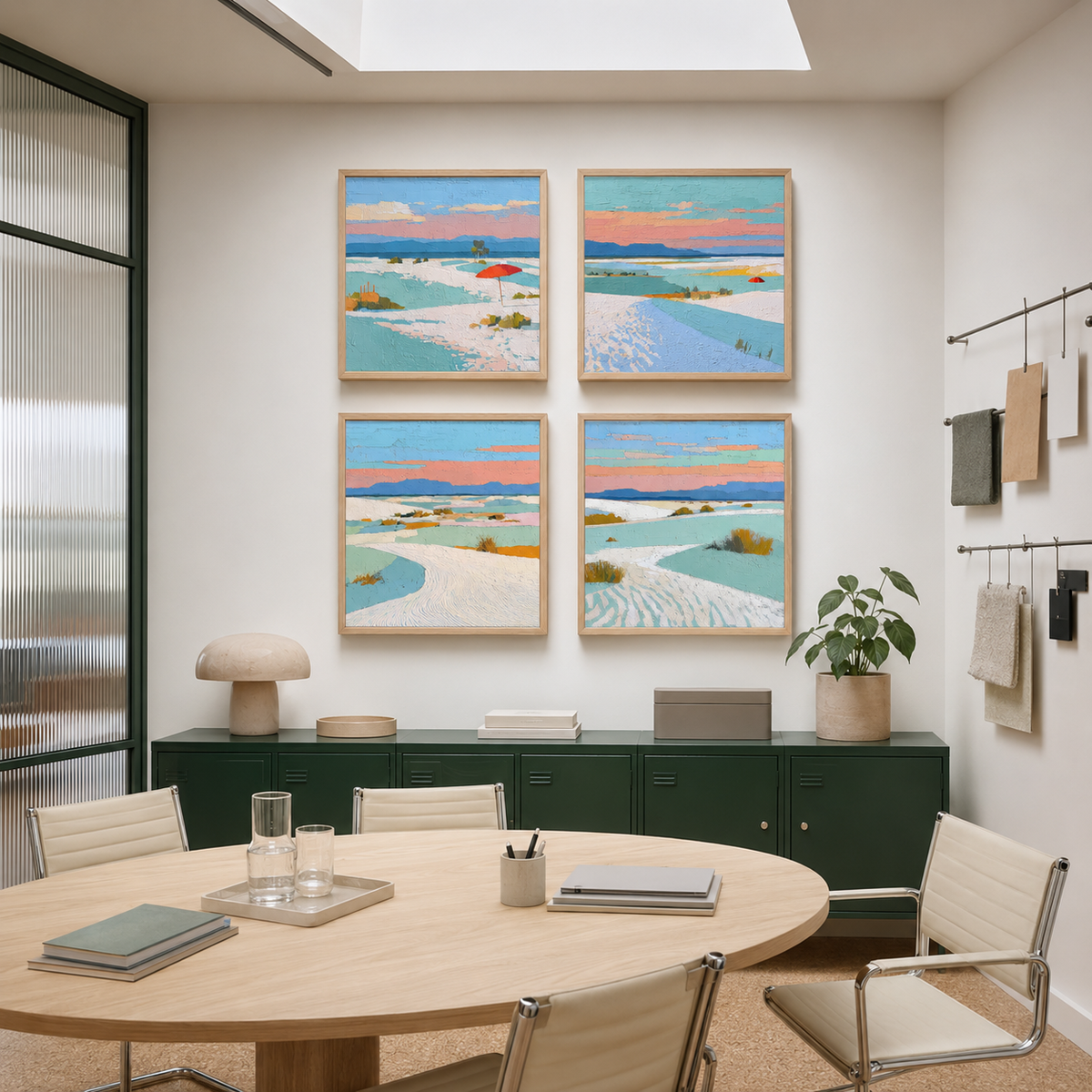 White Sands wall art set in living room