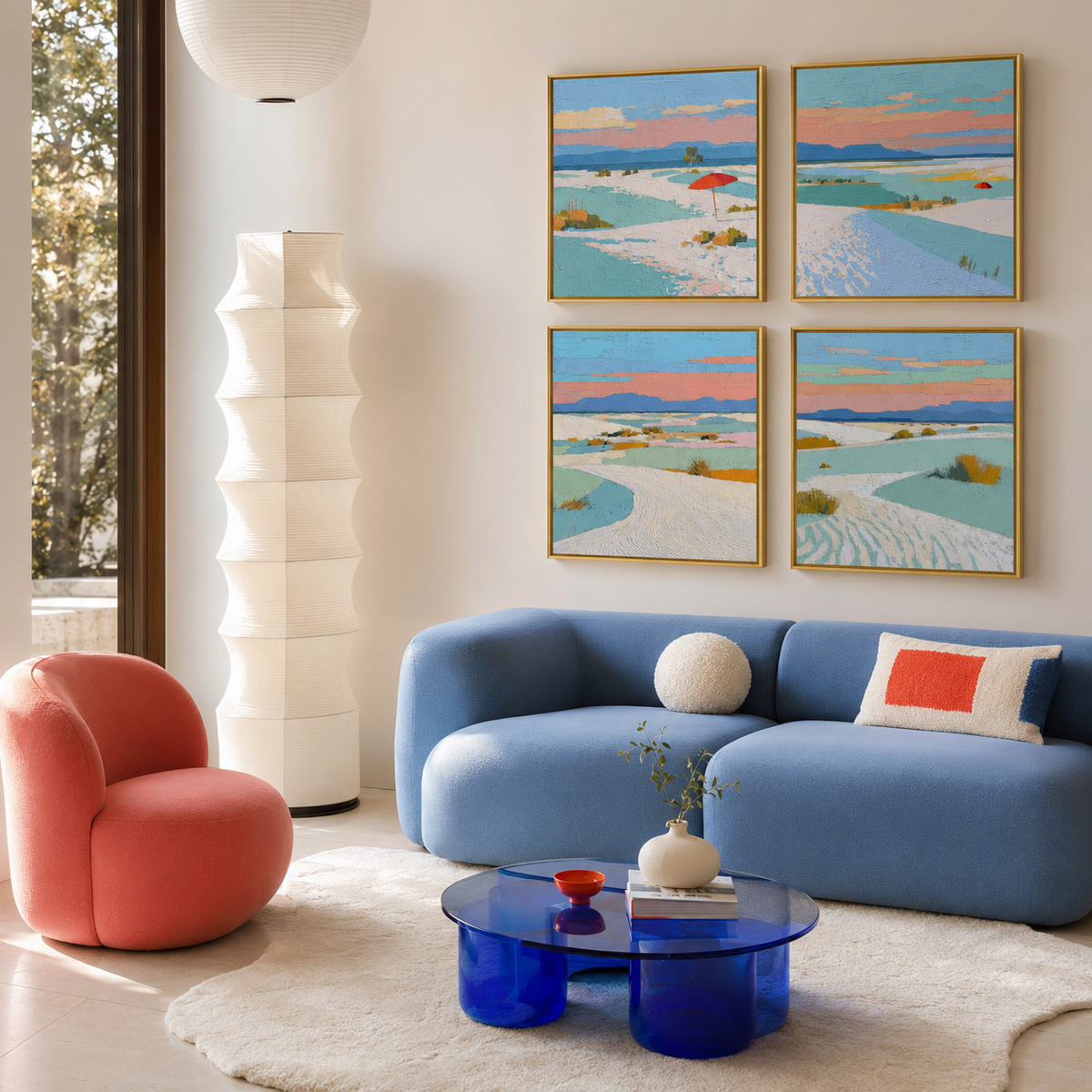 White Sands wall art set in bedroom
