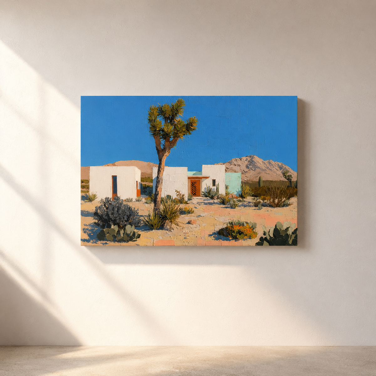 Joshua Tree horizontal 3D UV textured wall art print on white wall