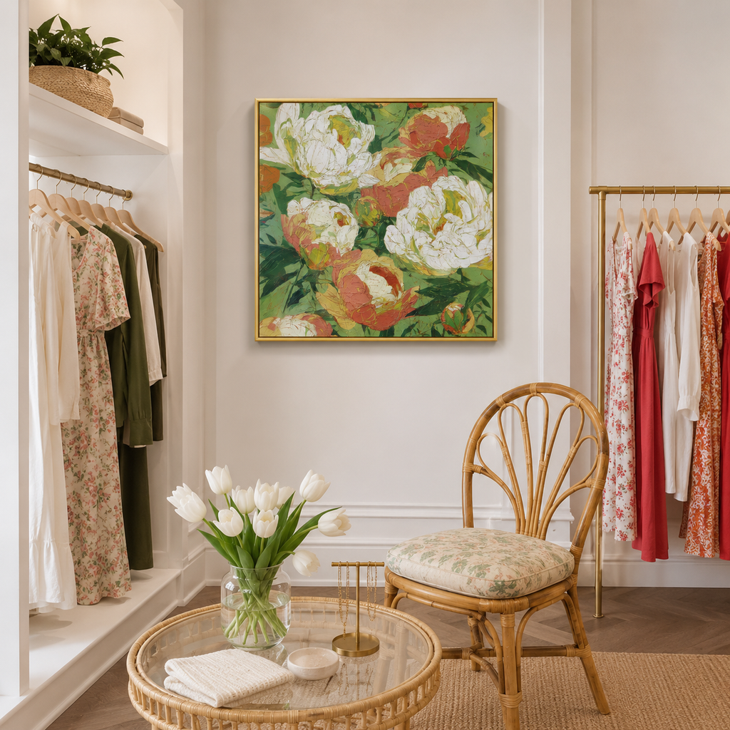Peony Blooms wall art print detail view
