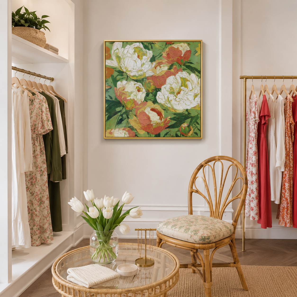 Peony Blooms wall art print detail view