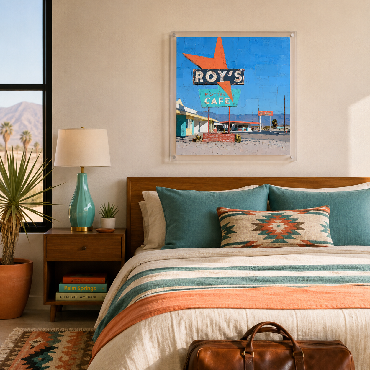 Roy's Motel Cafe wall art print in room setting