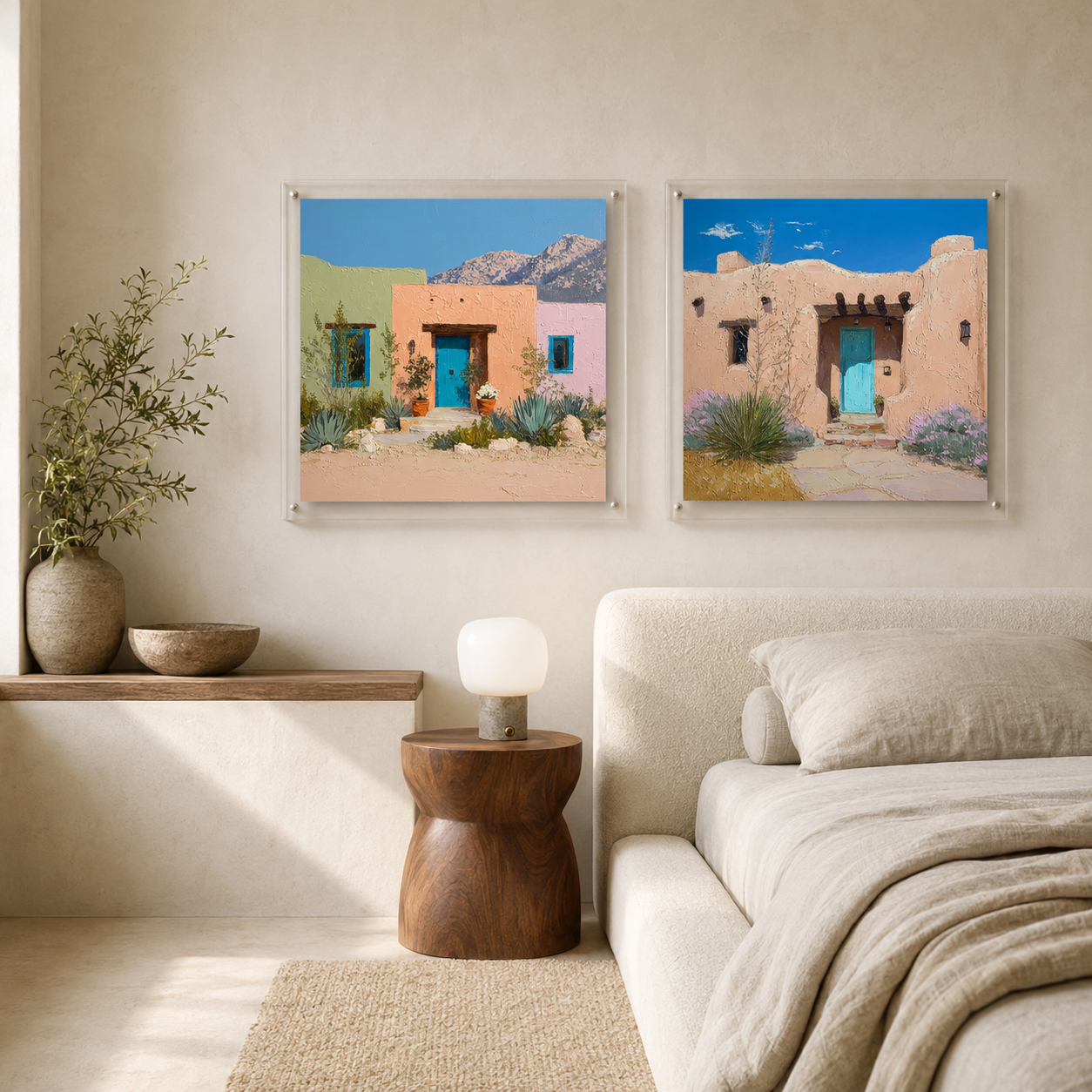 Santa Fe Adobe wall art set in room setting
