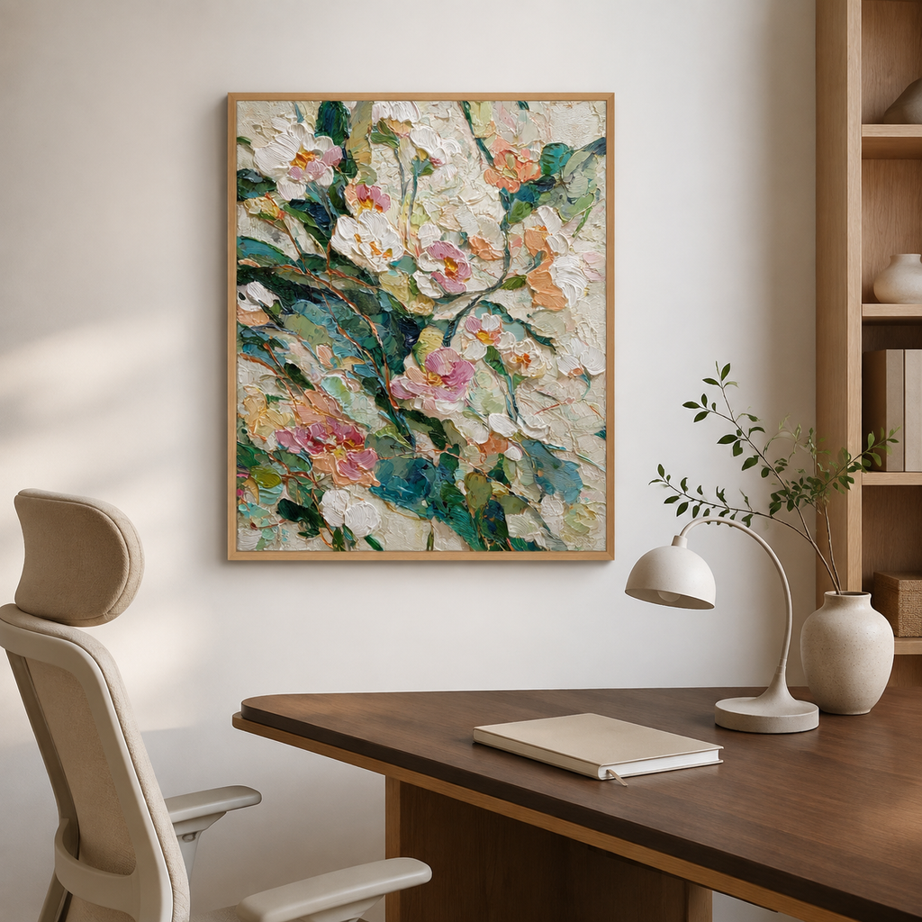 White Peonies portrait wall art print in bedroom