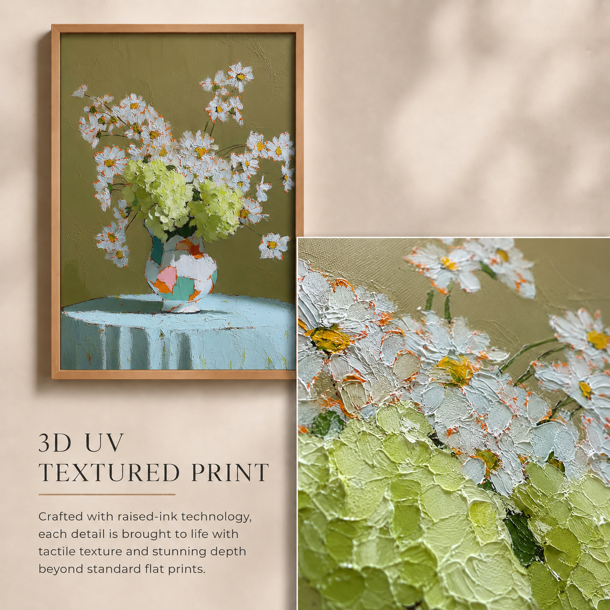Daisies & Hydrangeas — 3D UV Textured Wall Art Print