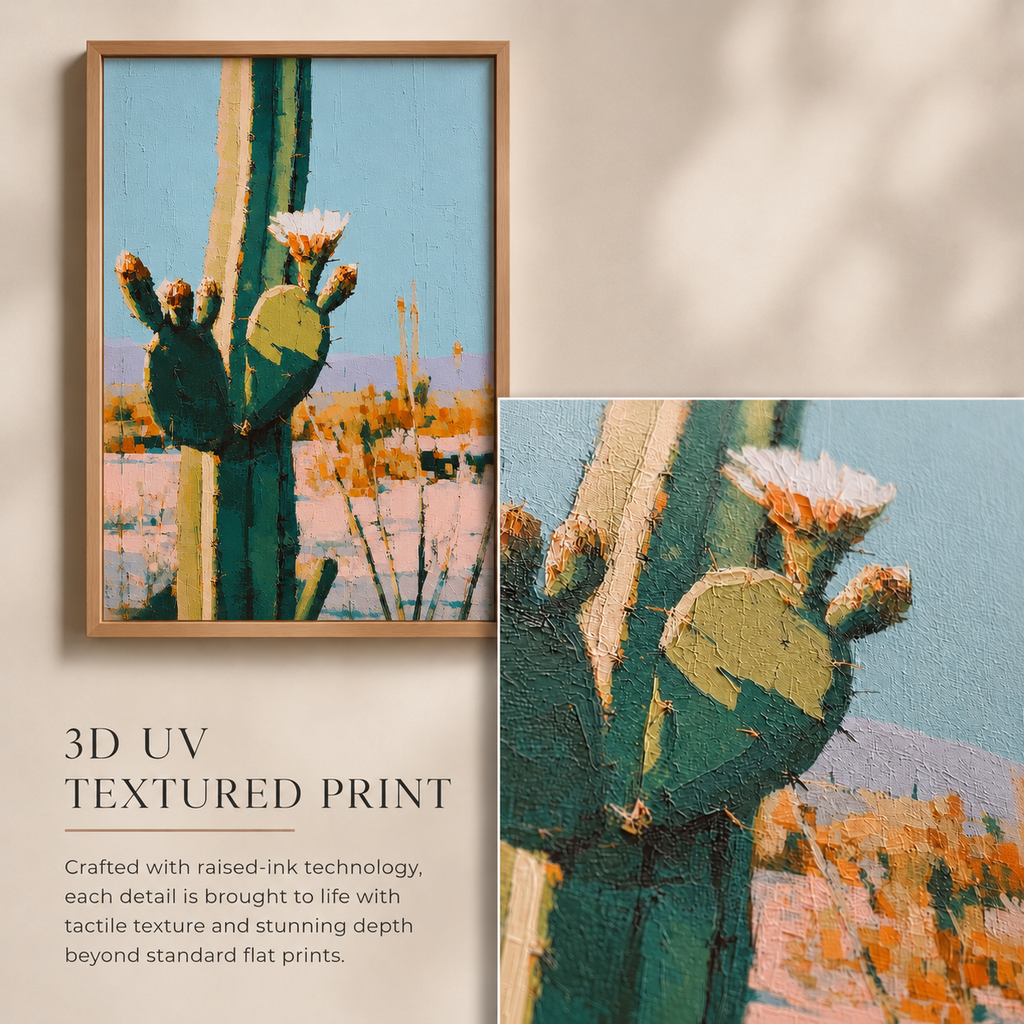 Cactus Flowers — 3D UV Textured Wall Art Prints (Vertical)