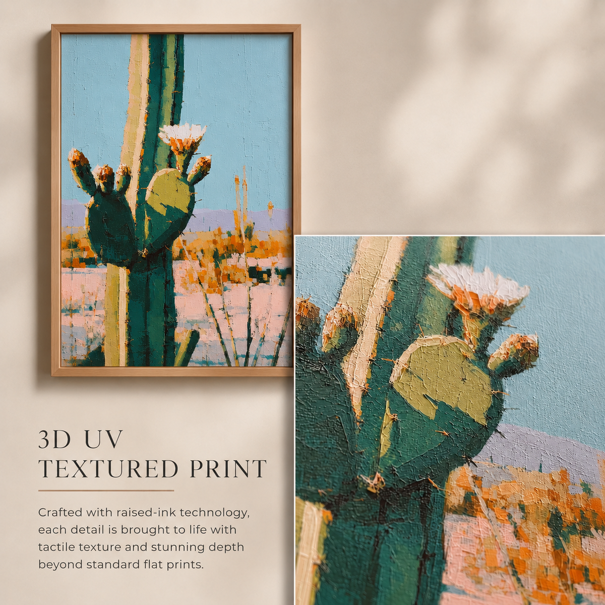 Cactus Flowers — 3D UV Textured Wall Art Prints (Vertical)