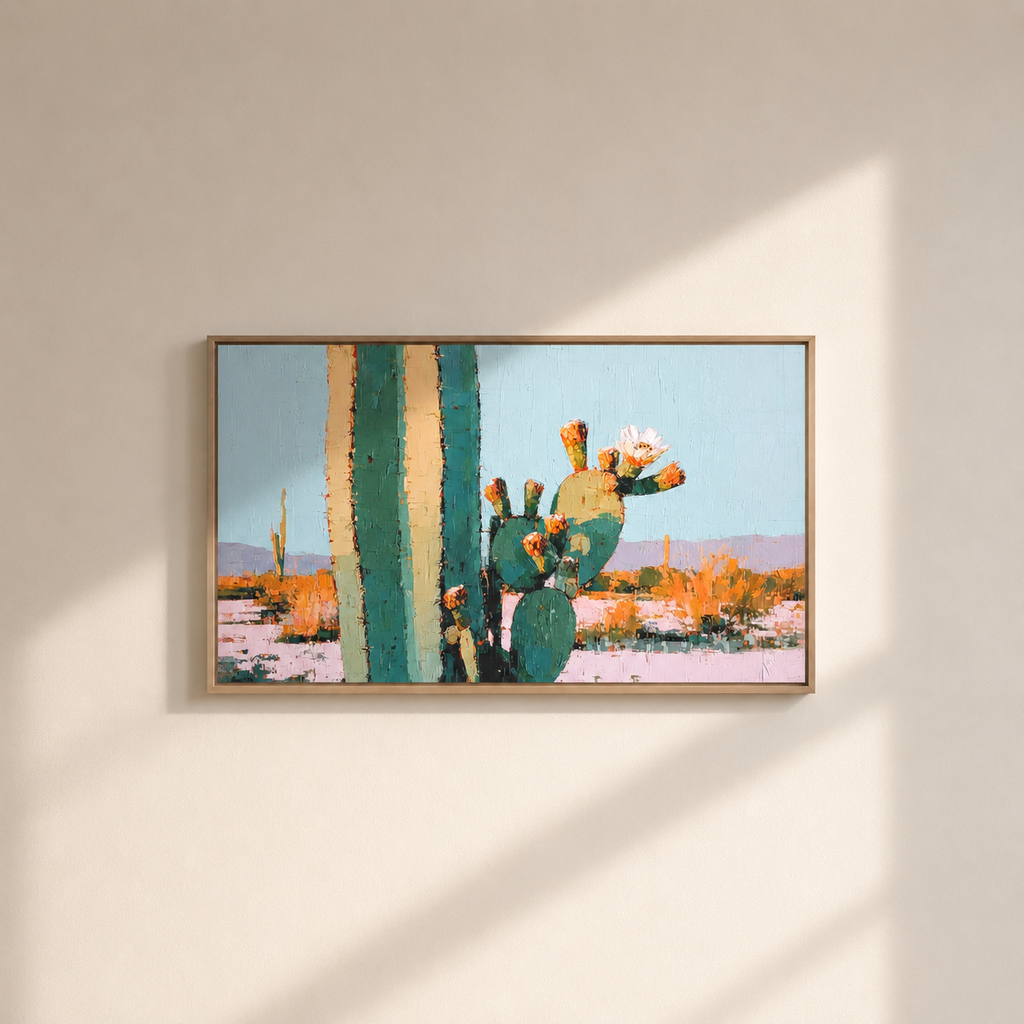 Cactus Flower — 3D UV Textured Wall Art Print (Horizontal)