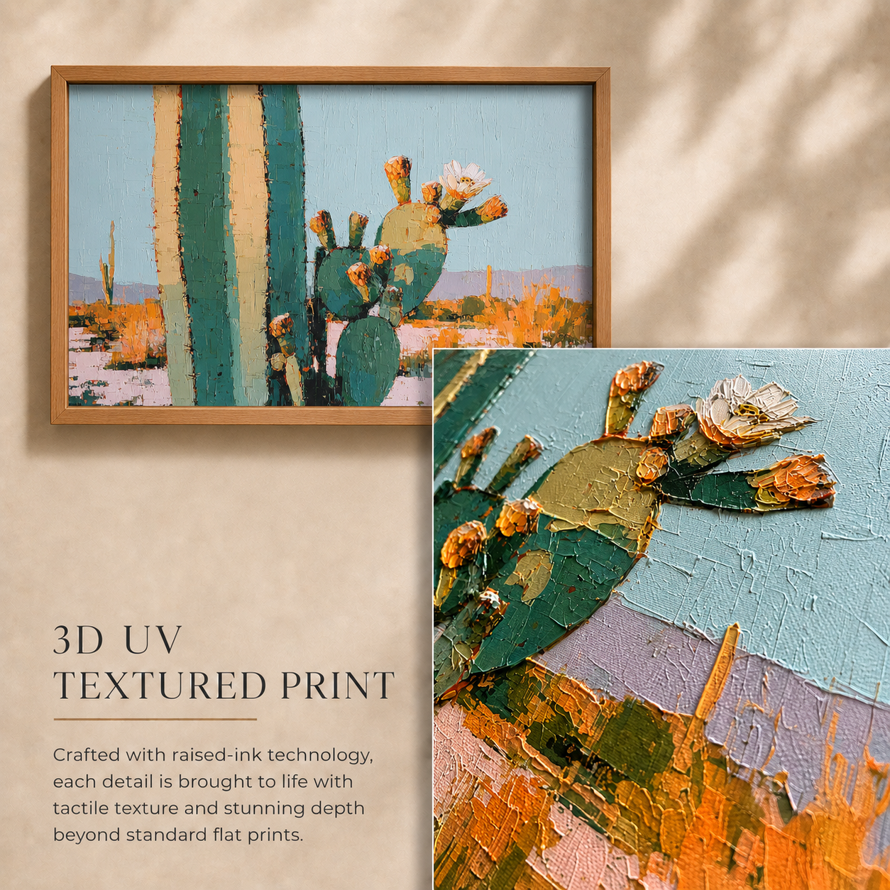 Cactus Flower — 3D UV Textured Wall Art Print (Horizontal)
