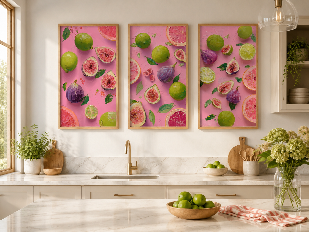 Citrus & Fig Medley — 3-Piece 3D UV Textured Wall Art Set
