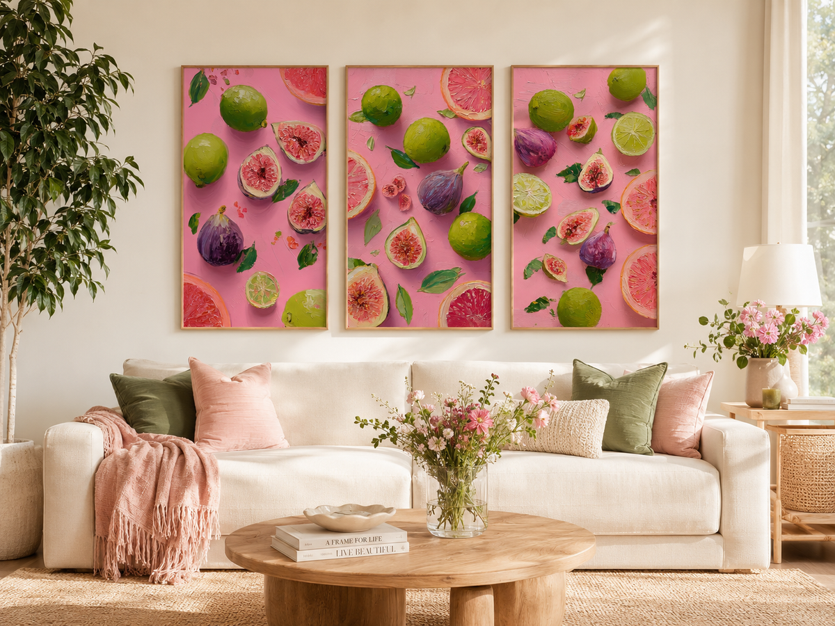 Citrus & Fig Medley — 3-Piece 3D UV Textured Wall Art Set
