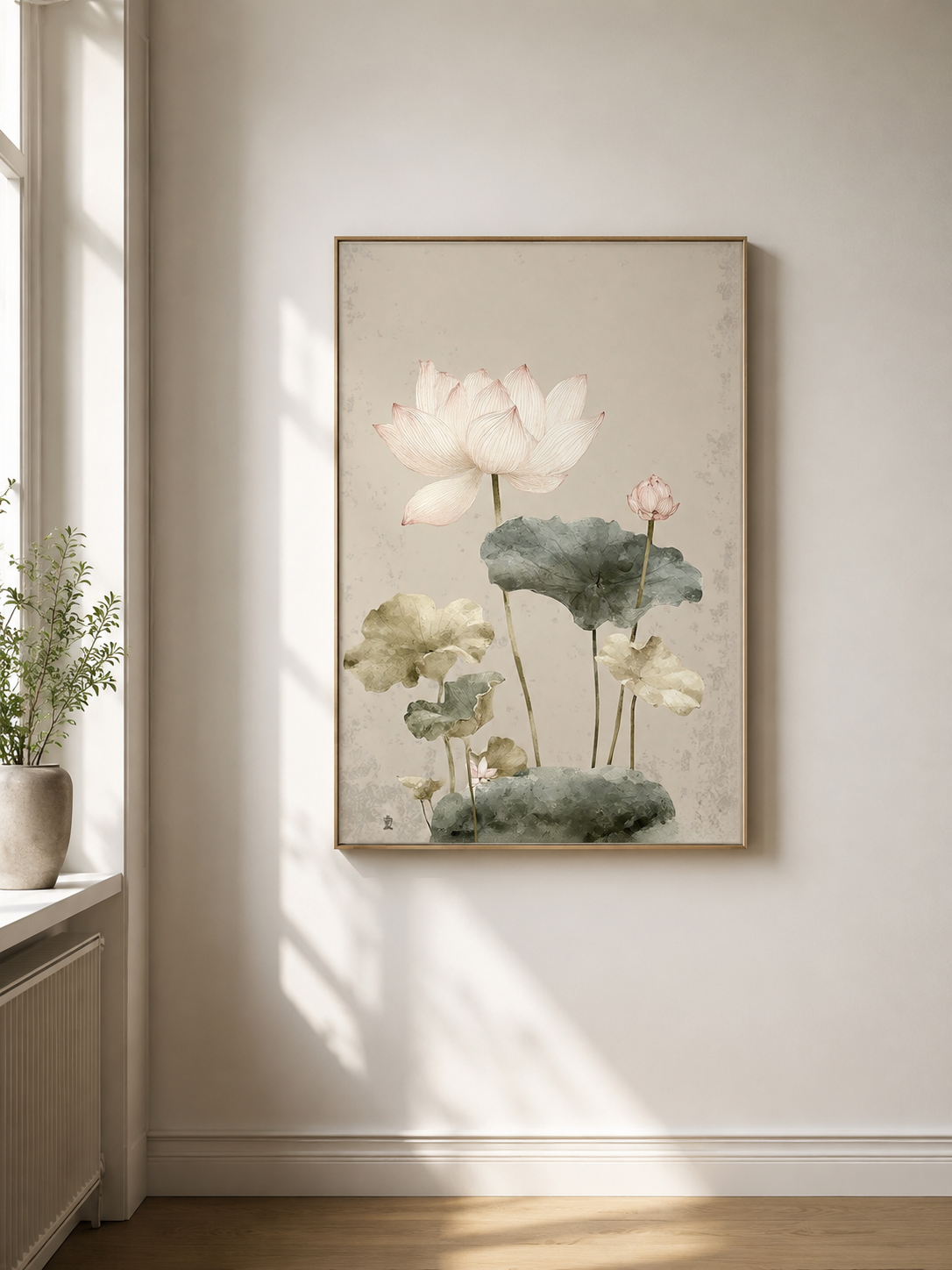 Chinoiserie Lotus — Linen UV Textured Wall Art Print