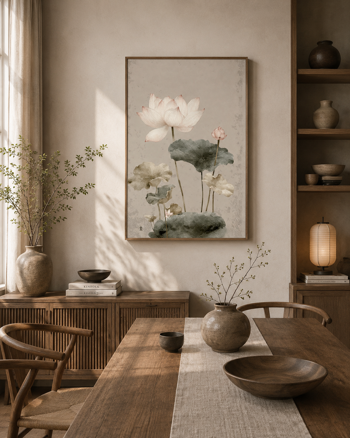 Chinoiserie Lotus — Linen UV Textured Wall Art Print