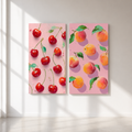 Cherry & Peach Pop Duo – 2-Piece 3D UV Textured Wall Art Set