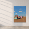 Cadillac Ranch 3D UV textured wall art print on white wall