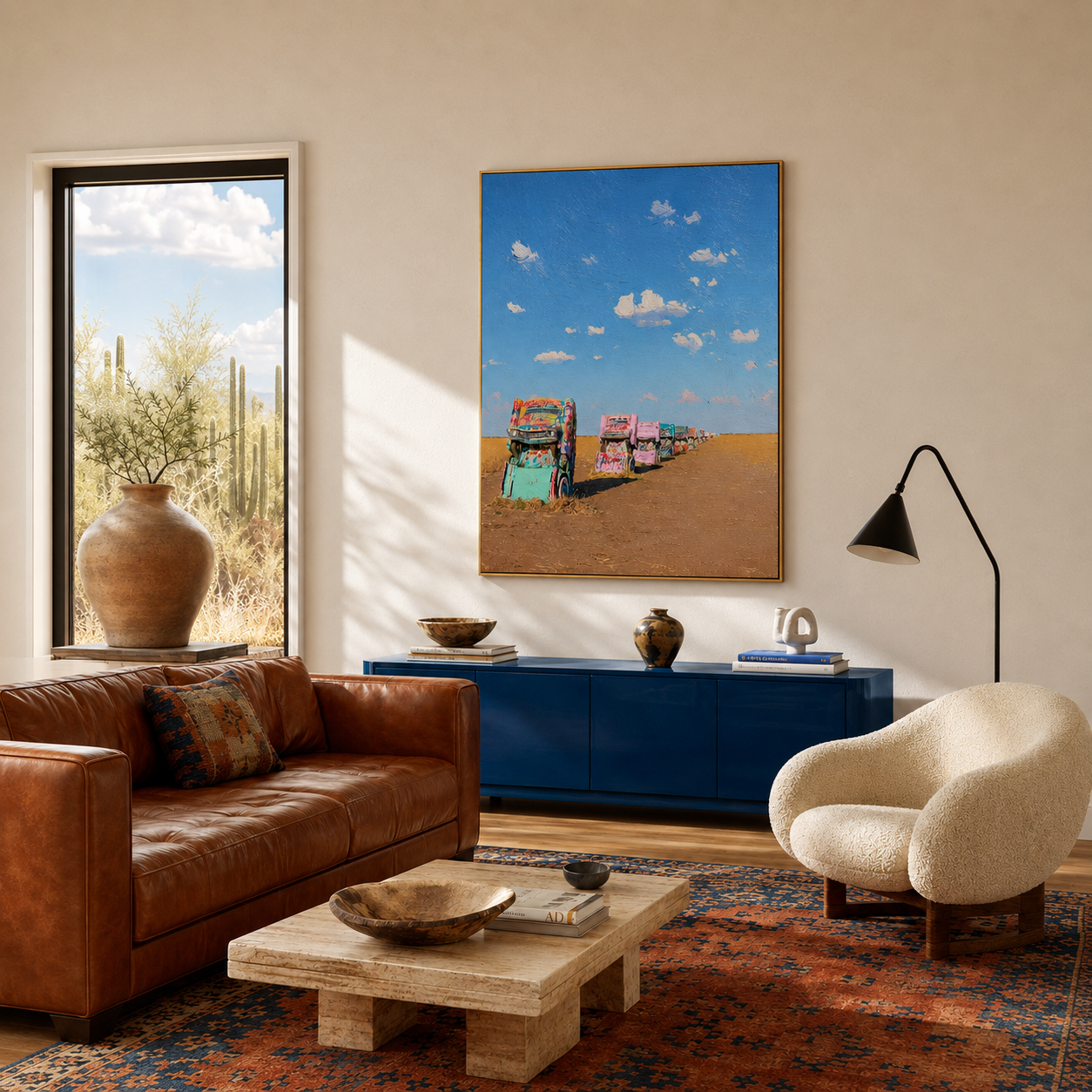 Cadillac Ranch wall art print in living room