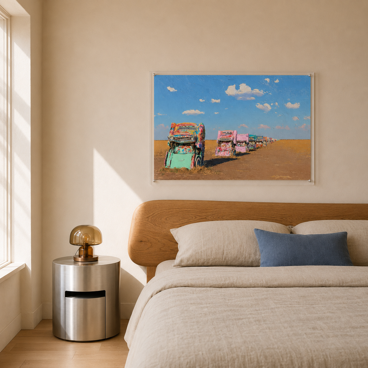 Cadillac Ranch horizontal wall art print in room setting