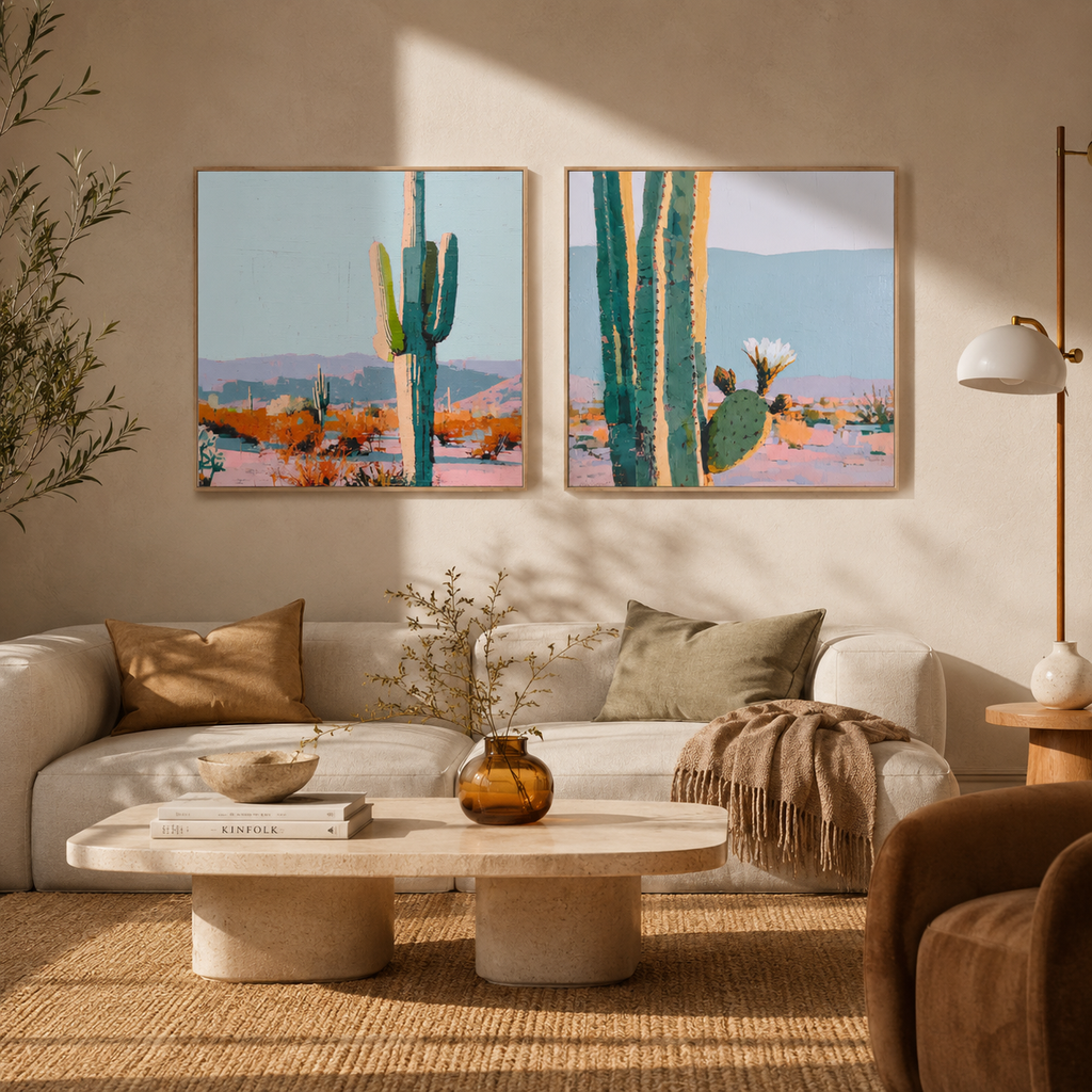 Desert Botanical — 2-Piece 3D UV Textured Wall Art Set