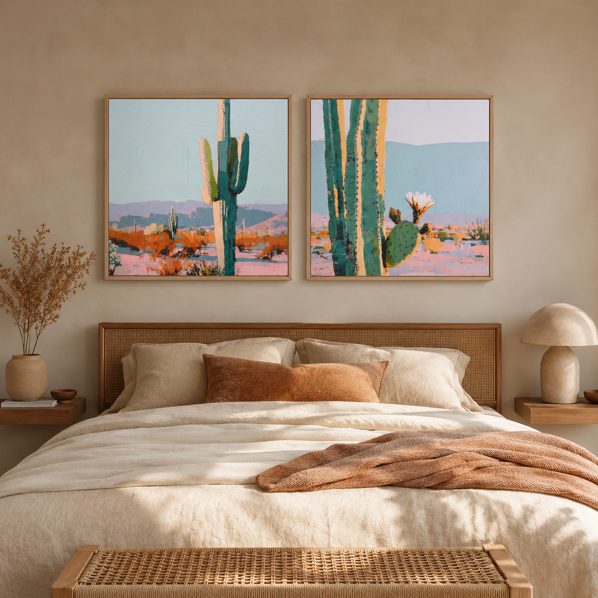 Desert Botanical — 2-Piece 3D UV Textured Wall Art Set