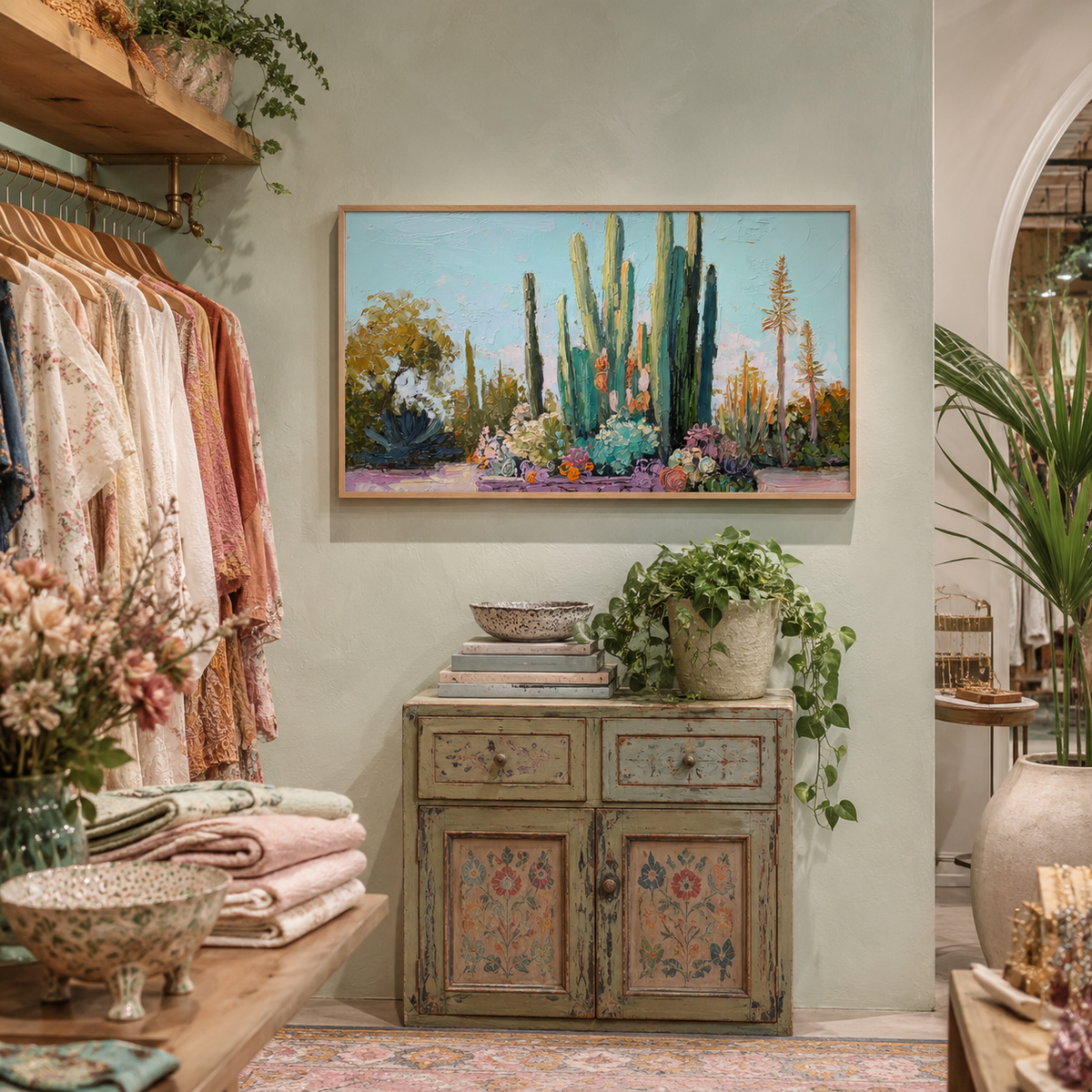 Desert Cactus Garden — 3D UV Textured Southwestern Wall Art Print