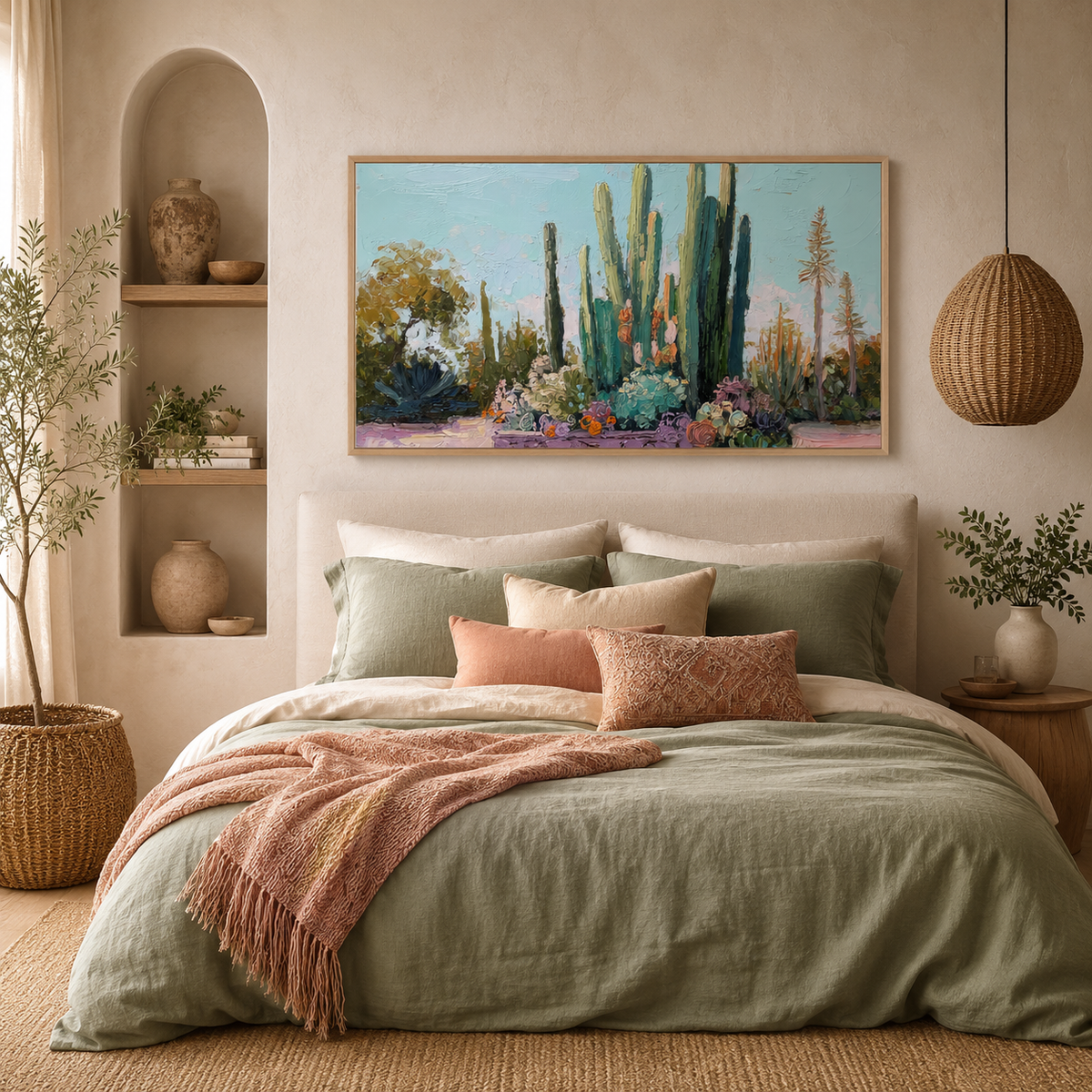 Desert Cactus Garden — 3D UV Textured Southwestern Wall Art Print