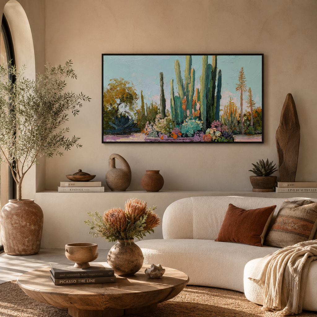 Desert Cactus Garden — 3D UV Textured Southwestern Wall Art Print