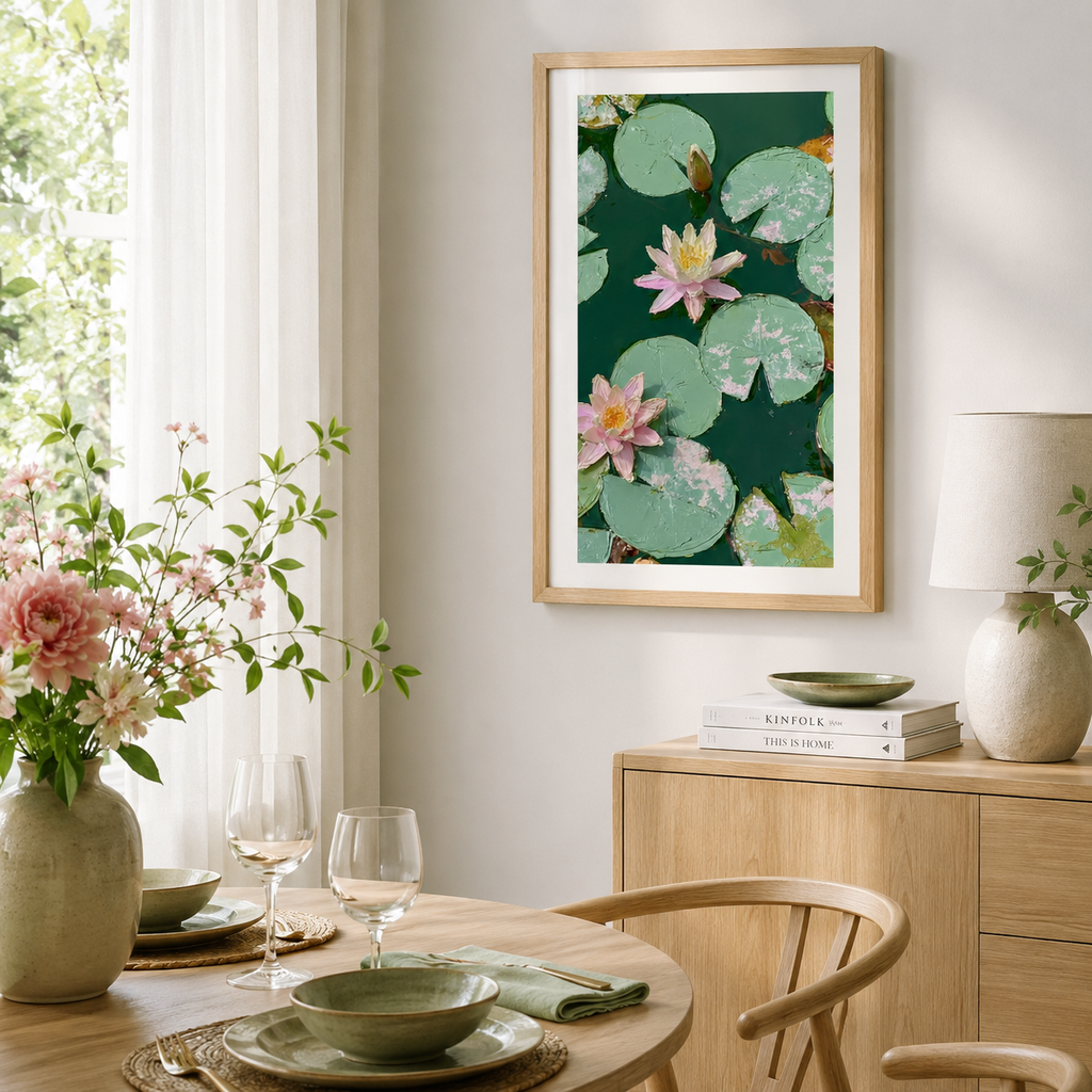 Emerald Lotus Pond — 3D UV Textured Wall Art Print