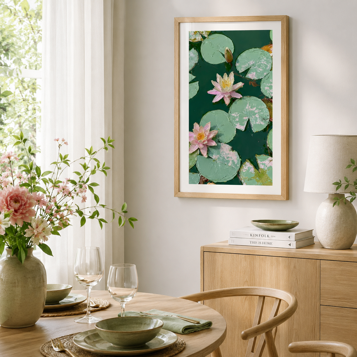 Emerald Lotus Pond — 3D UV Textured Wall Art Print