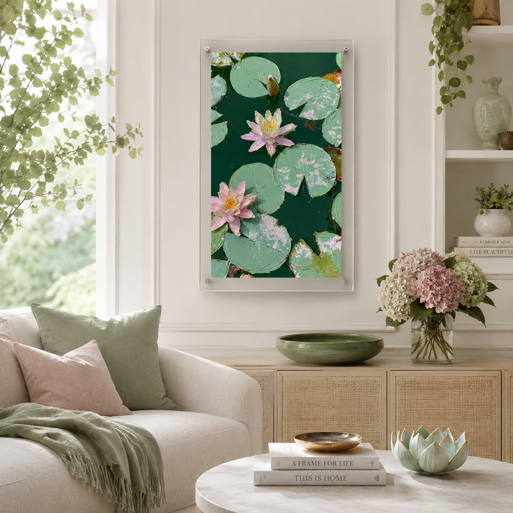 Emerald Lotus Pond — 3D UV Textured Wall Art Print