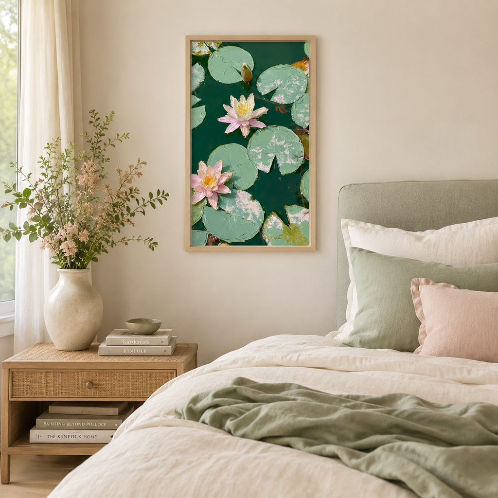 Emerald Lotus Pond — 3D UV Textured Wall Art Print