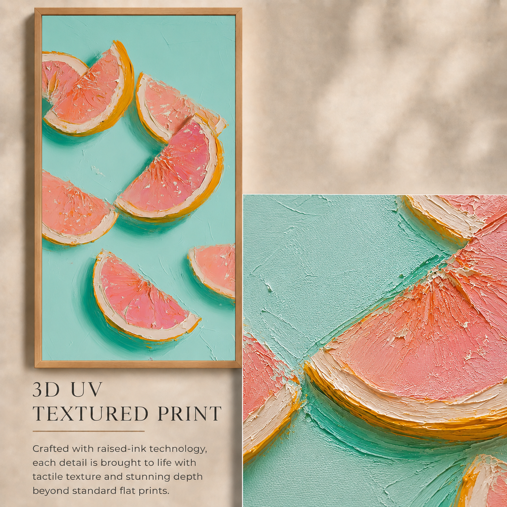 Banana & Grapefruit Pop Duo – 2-Piece 3D UV Textured Wall Art Set