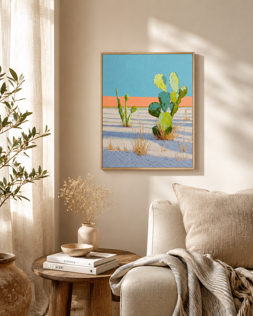 Pastel Desert Cactus — 3D UV Textured Wall Art Print
