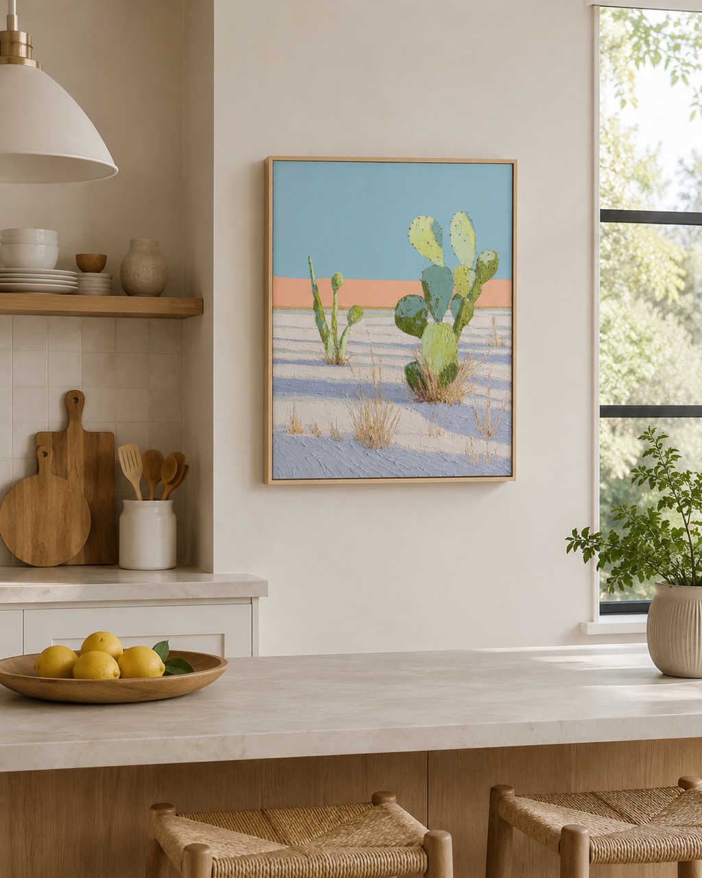Pastel Desert Cactus — 3D UV Textured Wall Art Print