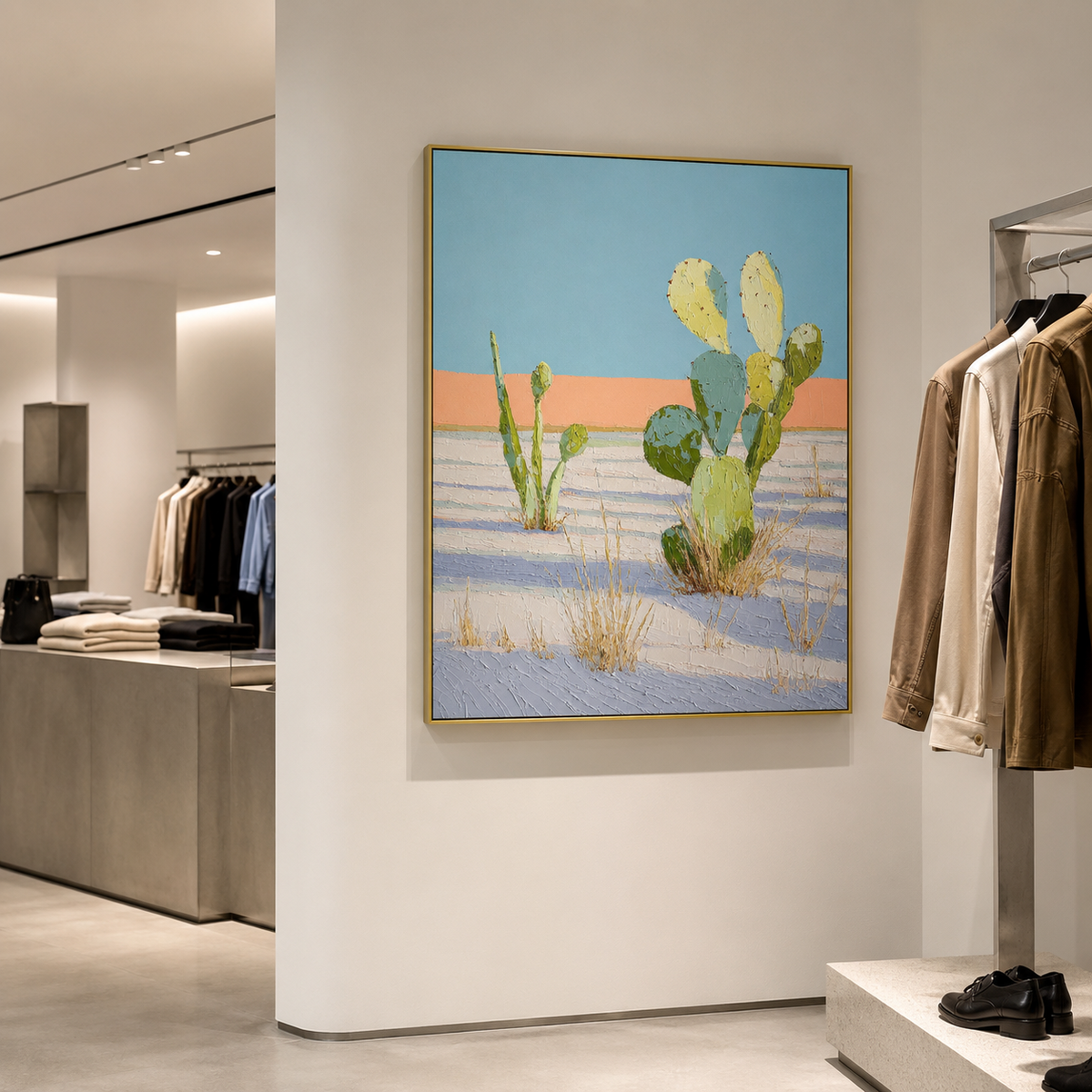 Pastel Desert Cactus — 3D UV Textured Wall Art Print