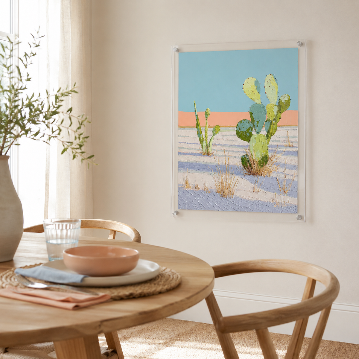Pastel Desert Cactus — 3D UV Textured Wall Art Print