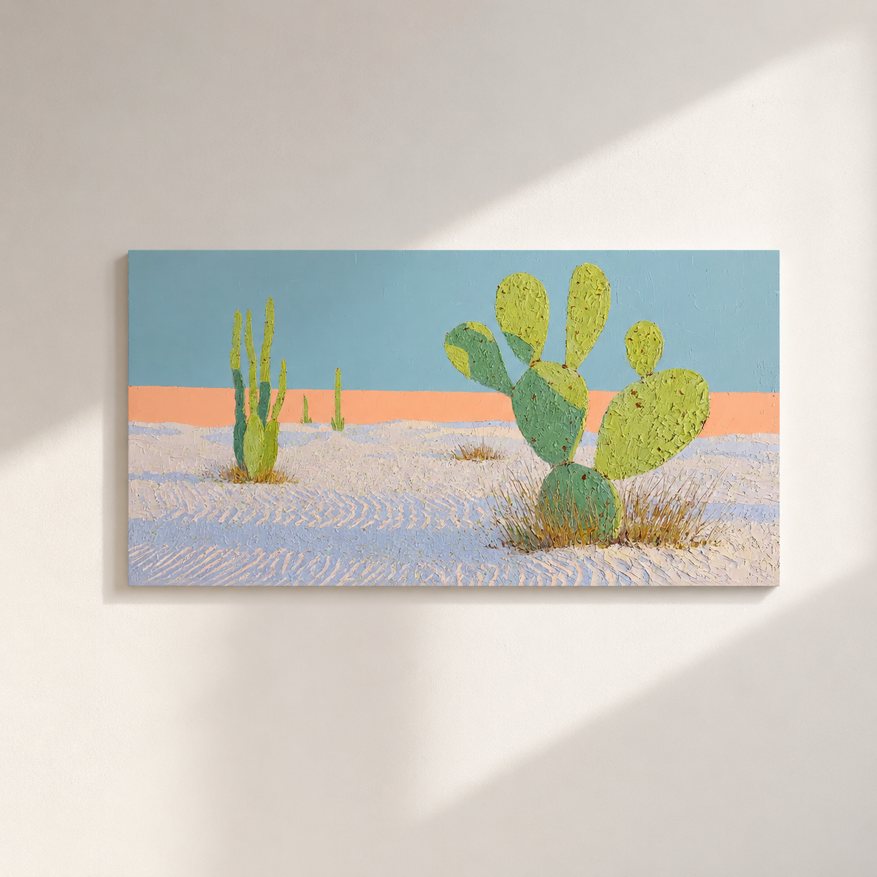 Pastel Desert Cactus — Panoramic 2:1 — 3D UV Textured Wall Art Print