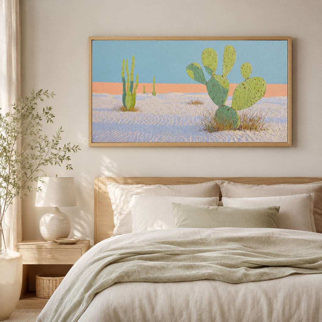 Pastel Desert Cactus — Panoramic 2:1 — 3D UV Textured Wall Art Print
