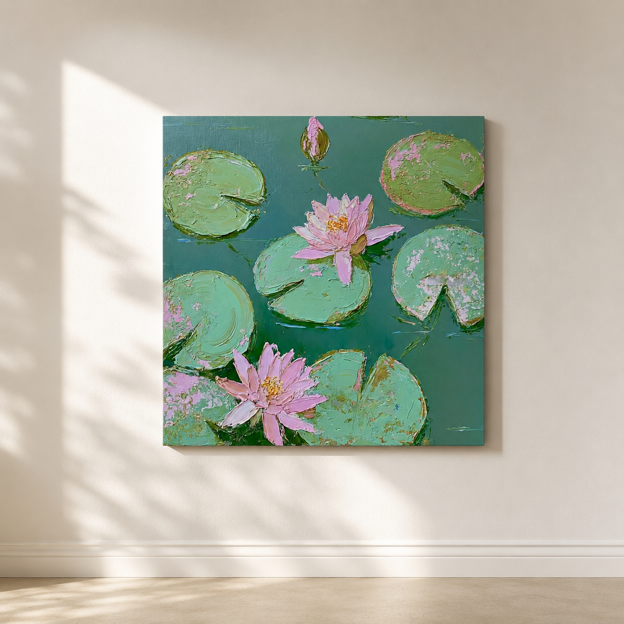 Pink Lotus Pond — 3D UV Textured Wall Art Print