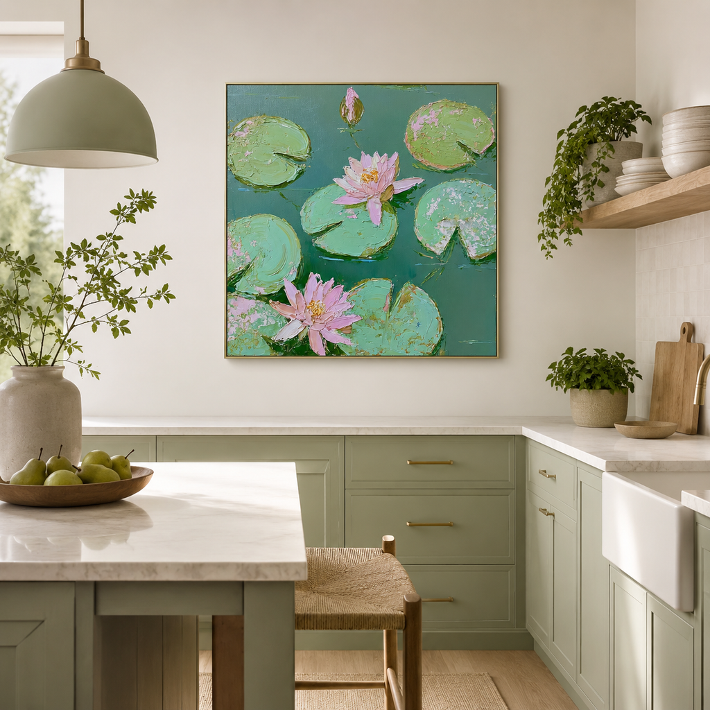 Pink Lotus Pond — 3D UV Textured Wall Art Print