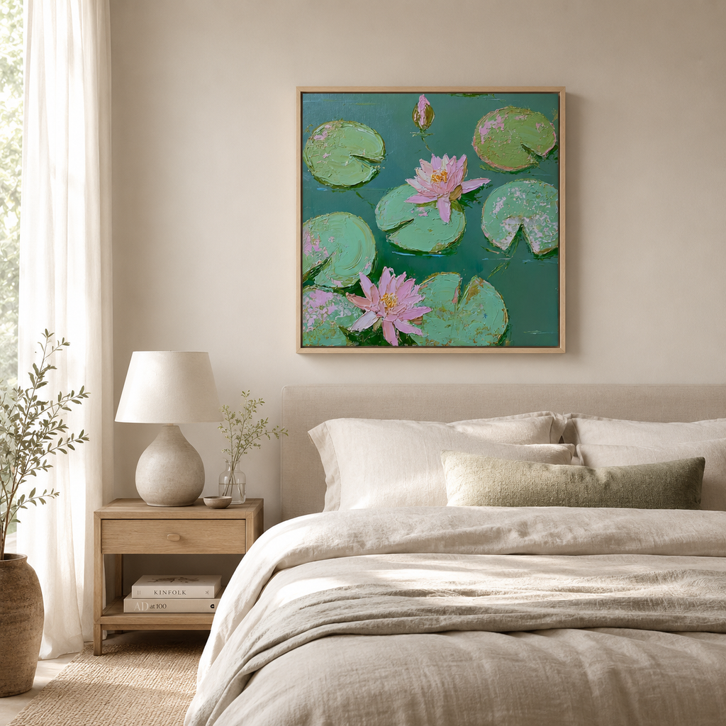 Pink Lotus Pond — 3D UV Textured Wall Art Print