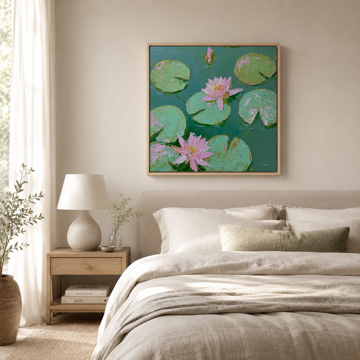 Pink Lotus Pond — 3D UV Textured Wall Art Print
