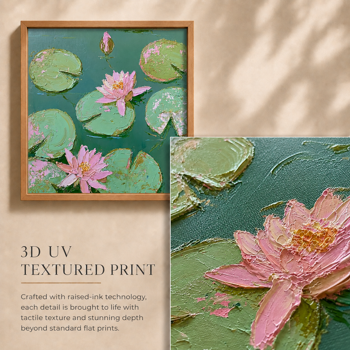 Pink Lotus Pond — 3D UV Textured Wall Art Print