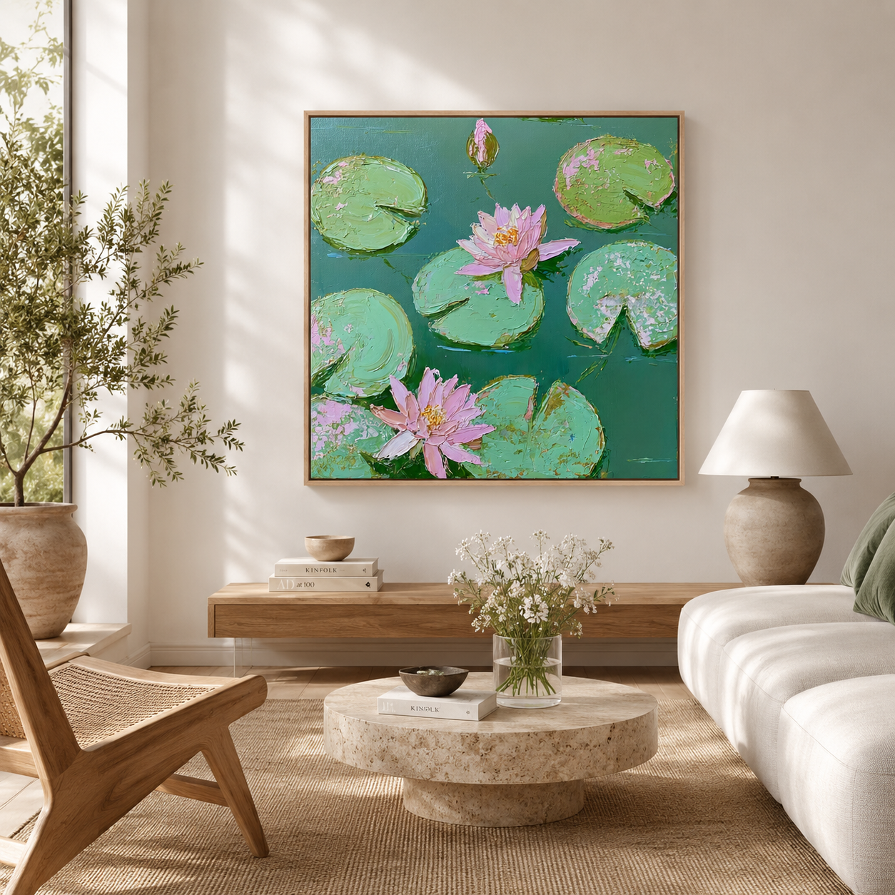 Pink Lotus Pond — 3D UV Textured Wall Art Print